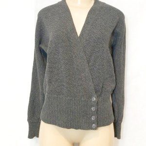 Y2K Gray Heathered Ralph Lauren Ballet Wrap Sweater